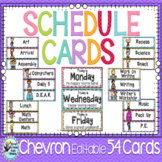 Schedule Cards ~ Editable ~ with Chevron Classroom Theme