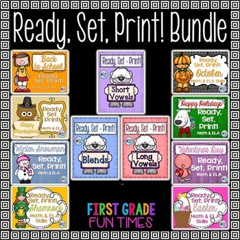 Preview of Back to School Ready, Set, Print Morning Work Bundle