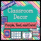 Back to School Classroom Decor ~ Purple Teal Coral