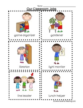 Preschool thru 4th grade Responsibility Flashca 23 Classroom Jobs Flash Cards 