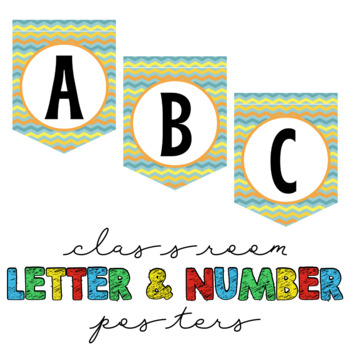Preview of Back to School Classroom Letter & Number Posters - Wall Cards - Room Decor