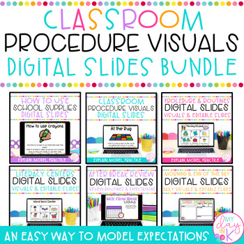 Preview of Back To School Classroom Management Visuals | Procedure Visuals Digital Slides