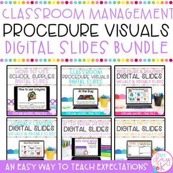 Preview of Back To School Classroom Management Visuals | Procedure Visuals Digital Slides