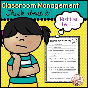 Preview of Back to School | Classroom Management | Student Think about it Sheet