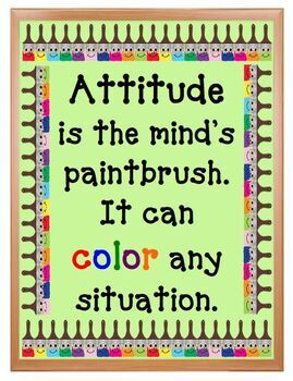 NEW SCHOOL CLASSROOM MOTIVATIONAL POSTER Attitude is the Mind's Paintbrush 