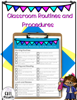 Preview of Back to School Classroom Procedure Checklist