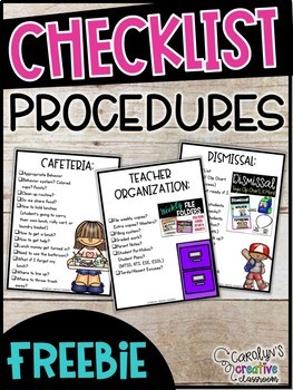 Back to School Classroom Procedures and Routines Checklist