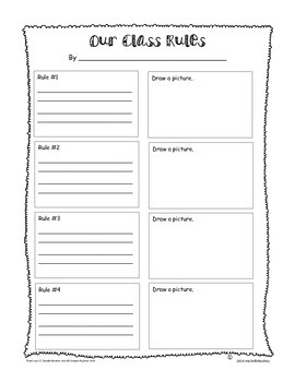 Preview of Back to School - Classroom Rules, Write and Draw a Picture