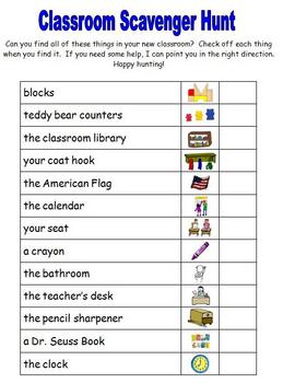 Back to School - Classroom Scavenger Hunt by D Conway | TpT