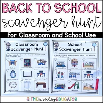Preview of Back to School Classroom Scavenger Hunt Editable