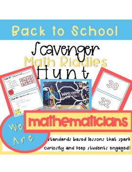 Preview of Back to School Classroom Scavenger Hunt w/ Math Riddles
