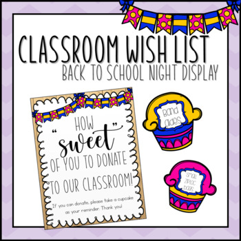 Classroom Donation Sign for Back to School Night - FREE