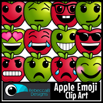 Preview of Apple Emoji Back to School Emotions Clip Art