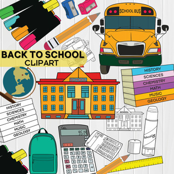 Preview of Back to School Clip Art ,Back to school Classroom Decor (Supplies...