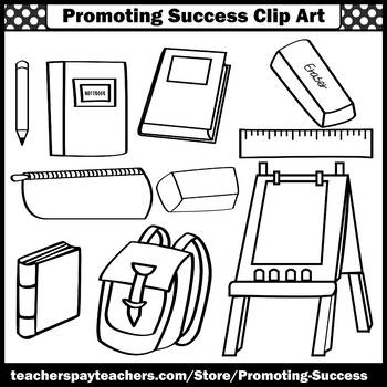 Back to School Clip Art, School Supplies Clipart, Books, Easel ...