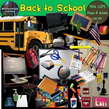 Preview of Back to School Clip Art Set Photo & Artistic Digital Stickers 100 Clips
