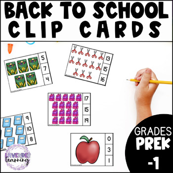 Preview of Back to School Clip Cards for One to One Correspondence Numbers 1 - 20