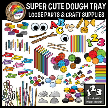 Preview of Back to School Clipart - Craft Supplies Loose Parts Stem Manipulatives 1