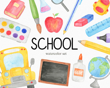 Back To School Clipart Set Png Transparent Elements Pack Tpt