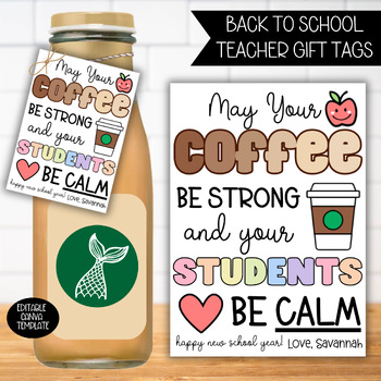 Preview of Back to School Coffee Gift Tag Teachers, Meet the Teacher, Teacher Appreciation