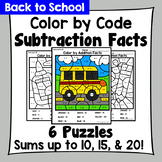 Back to School Color By Subtraction Facts: Minuends up to 