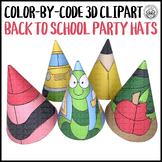 Back to School Color by Code 3D Clipart Party Hats