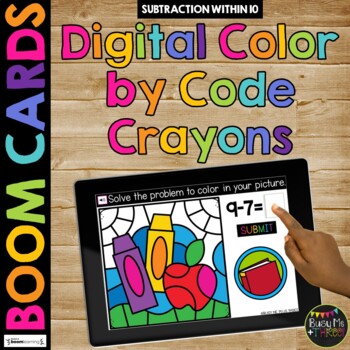 Back to School Color by Code Boom Cards™ Digital Math Activity for Fact ...