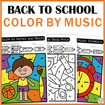 Preview of Back to School Color by Code Music Worksheets | Dynamics, Note/Rest, Symbols