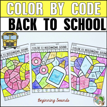 Preview of Back to School Color by Code Phonics - Back to School Coloring Pages