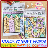 Back to School Color by Code -Sight Words Pre-Primer