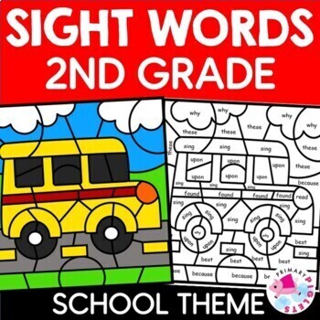 Preview of Back to School Color by Code Sight Words 2nd Grade Reading Coloring Pages Sheets