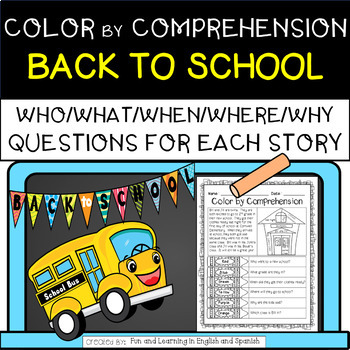 Preview of Back to School (Color by Comprehension) w/ Digital Option - Distance Learning