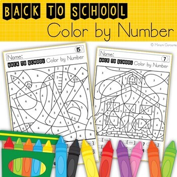 Back to School Color by Number by Miriam Coroama | TPT