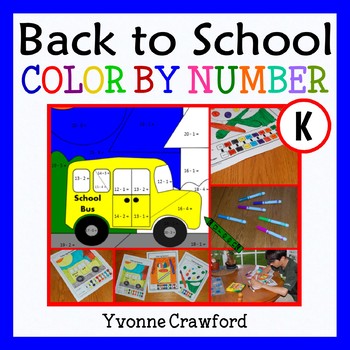 Preview of Back to School Color by Number Kindergarten Color By Number | Math Enrichment