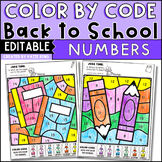 Back to School Color by Number Recognition Worksheets Editable