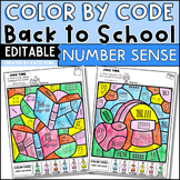 Back to School Color by Number Sense Editable Subitizing