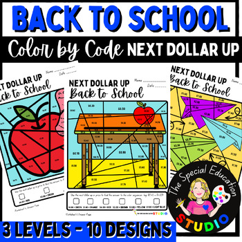 Preview of Back to School Color by Number Special Education Life Skills Money dollar Math