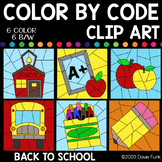Back to School Color by Number or Code Clip Art