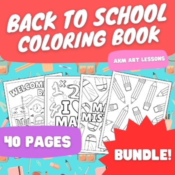 Preview of Back to School Coloring Book Bundle - August/September Coloring Page - First Day