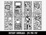 Back to School Coloring Bookmarks Instant Digital Download