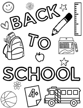 Back to School Coloring Page FREEBIE!! by Classroom Creations with Clemons