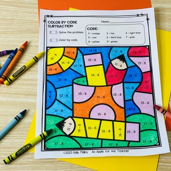 Back to School Coloring Pages 1st 2nd Grade Color Subtraction Color by ...