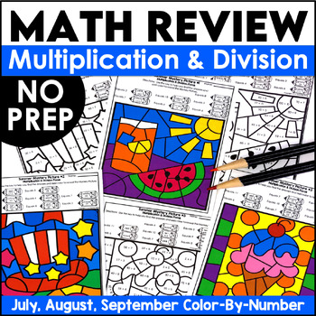 Preview of Back to School Coloring Pages Multiplication & Division Worksheets Color By Code