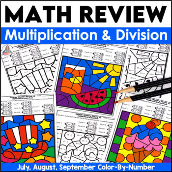 Preview of Back to School & Summer Coloring Pages Multiplication & Division Worksheets