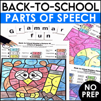 Preview of Back to School Coloring Pages & Parts of Speech Worksheets Grammar Review