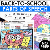 Preview of Back to School Coloring Pages & Parts of Speech Worksheets for Grammar Review