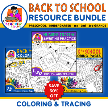 Preview of Back to School Coloring Pages & Tracing, Resource Bundle | First Week of School