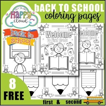 Preview of Back to School Coloring and writing Pages FREEBIE- great for 1st & 2nd