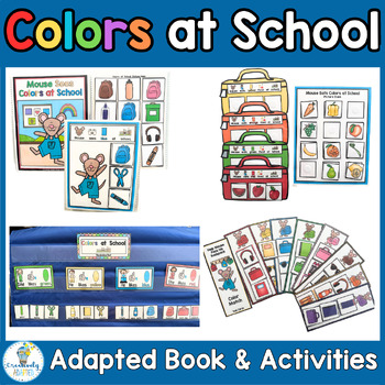 Preview of Back to School Colors & Vocabulary Adapted Book and Activities