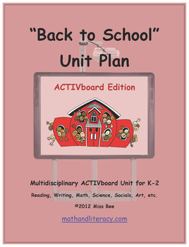 Preview of "Back to School" Common Core Aligned Math and Literacy Unit - ACTIVboard EDITION